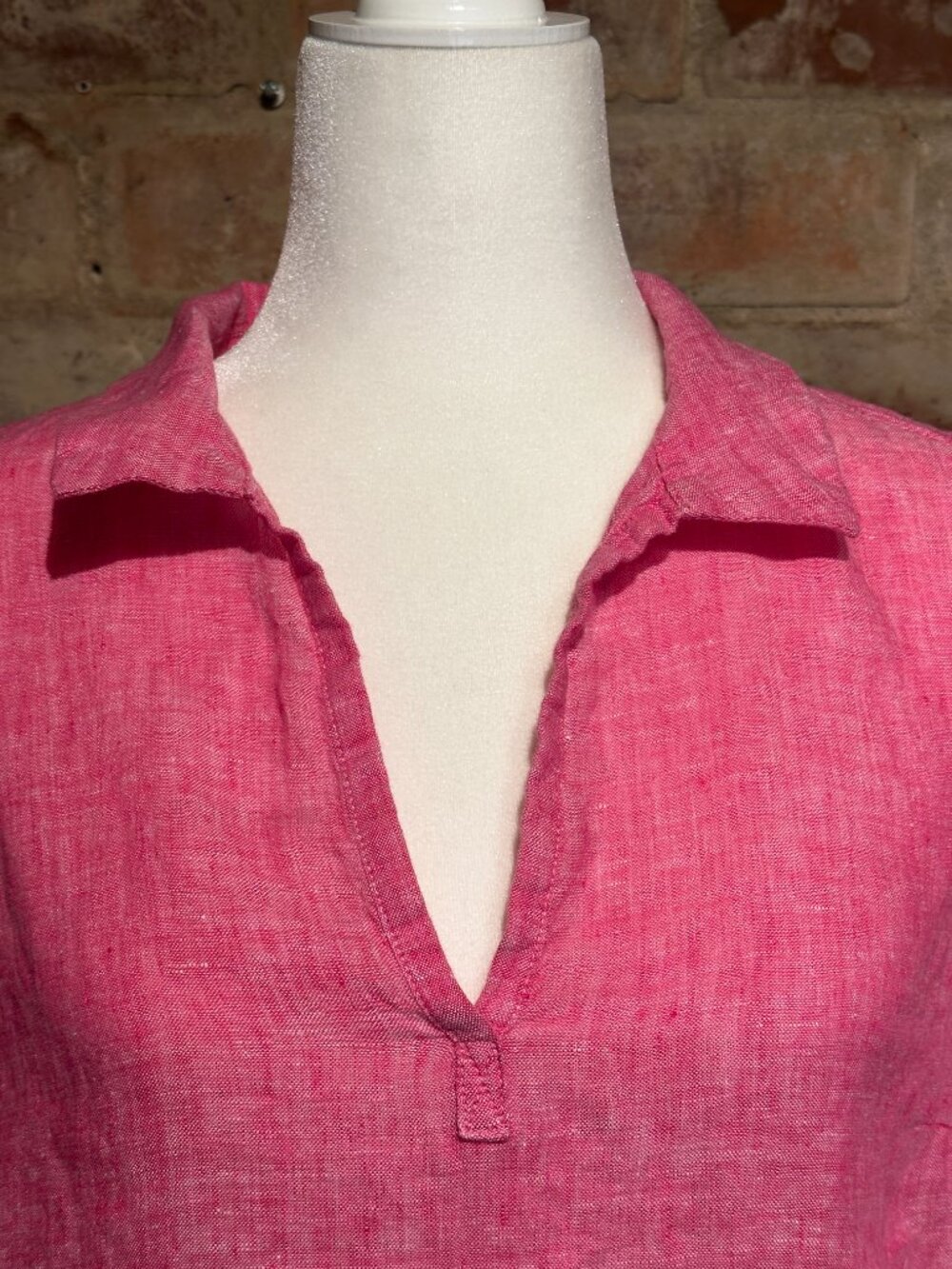 Isaac Mizrahi Womens 100% Linen Pink 3/4 Sleeve Top Size Small
